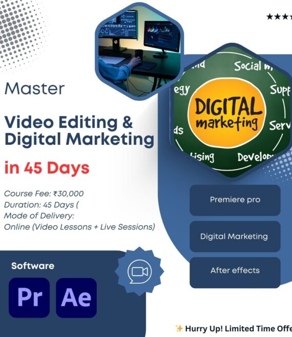 Blue and White Modern Video Editing Services Instagram Post